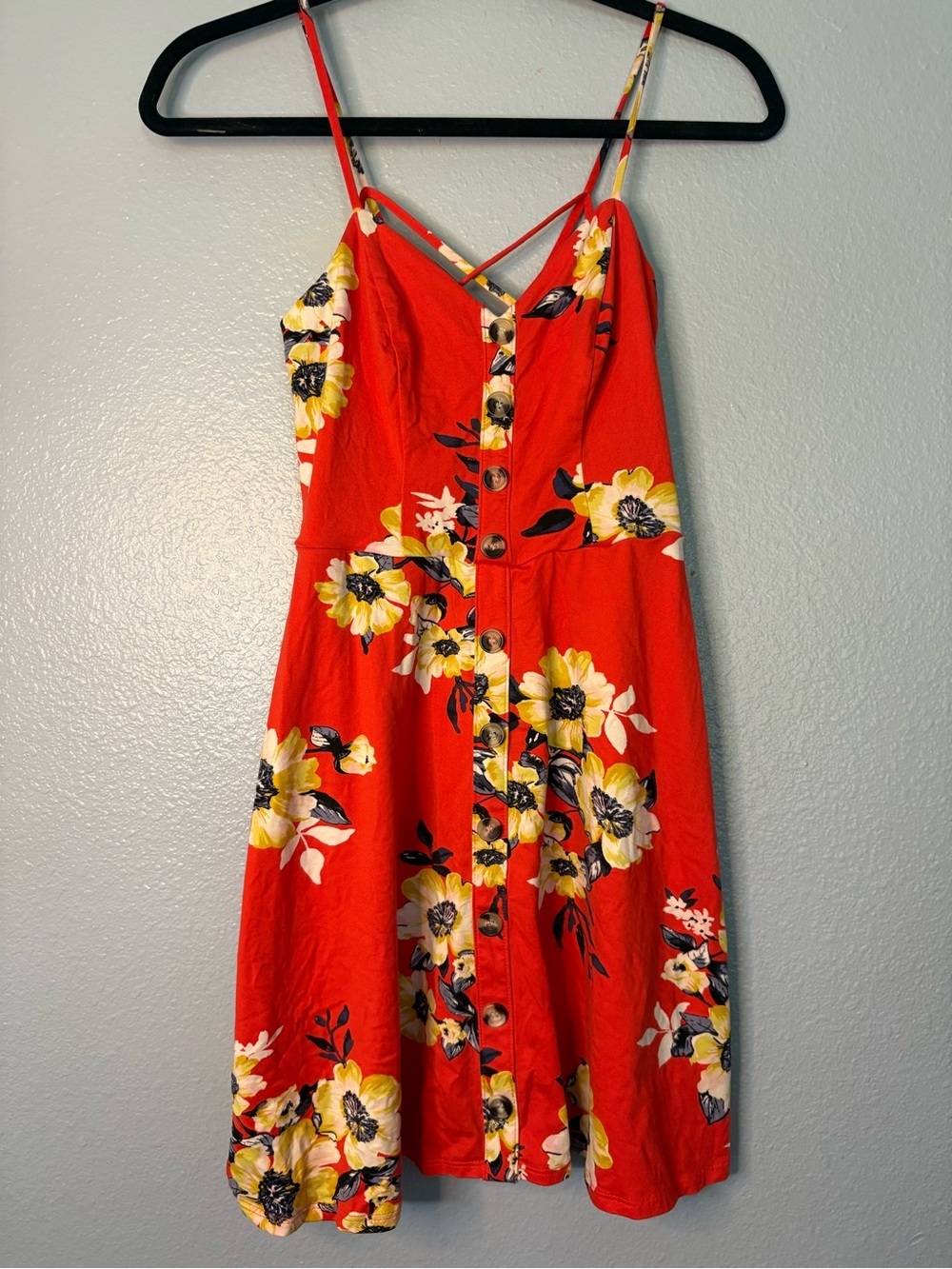 Floral Button-Front orangish red Sundress